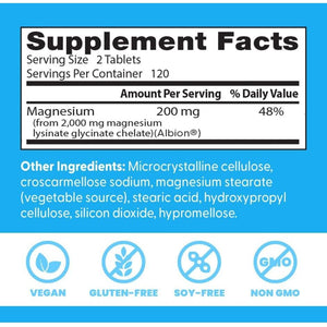 H. Absorption Magnesium Lysinate Glycinate, 200Mg per Serving, 240 Tablets