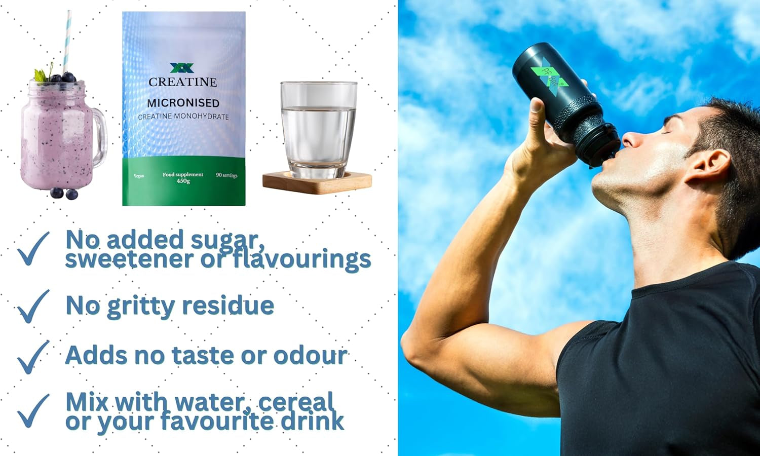 Premium 100% Pure Micronised Creatine Powder 400G. 80 Servings.. for Physical Performance and Muscle Power. Unflavoured.