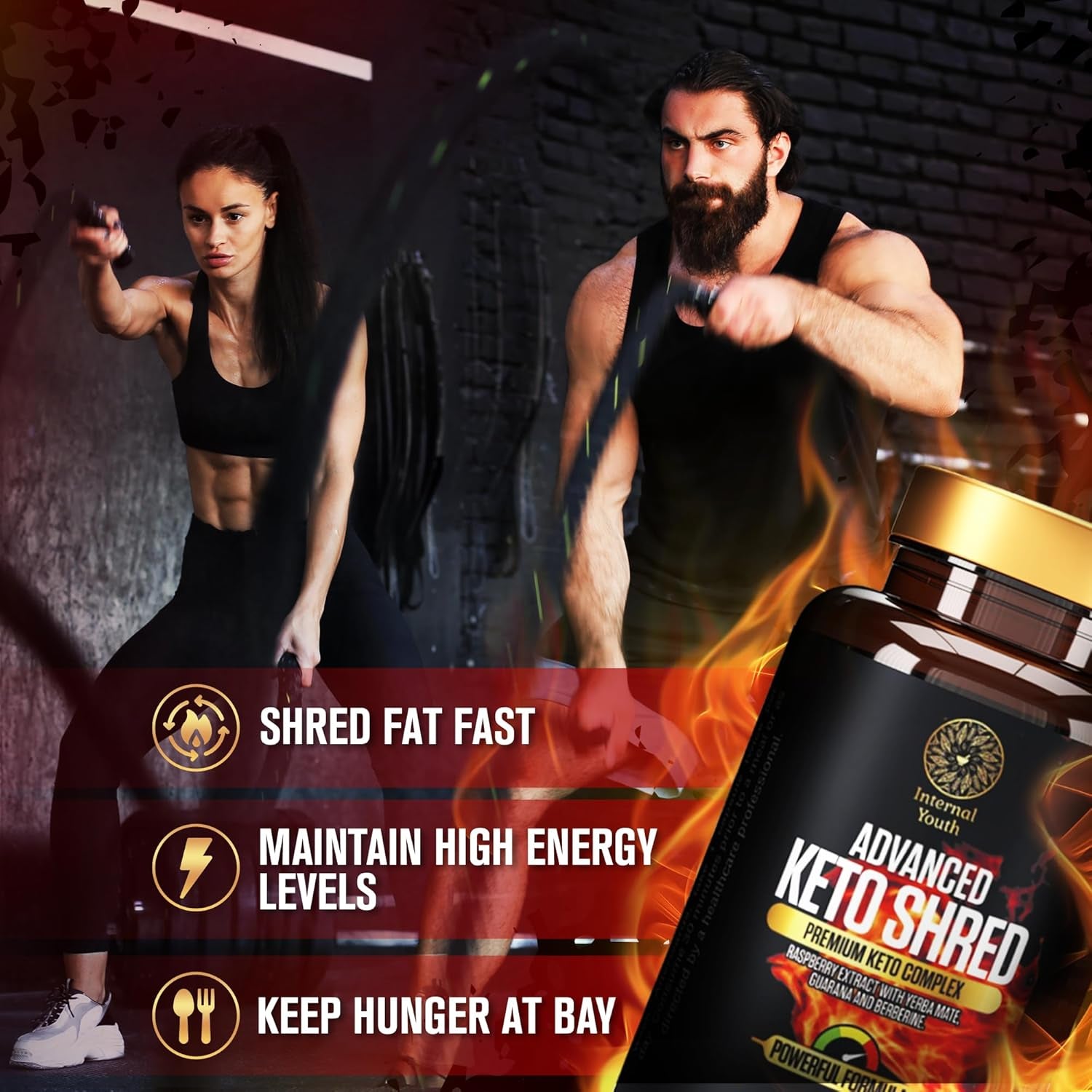 Advanced Keto Shred - Weight Loss Pills That Work Fast - 60 X High Strength Diet Pills That Work Fast for Women - Keto Fat Burning Tablets - Gluten Free - Non GMO - Vegan Friendly - Internal Youth