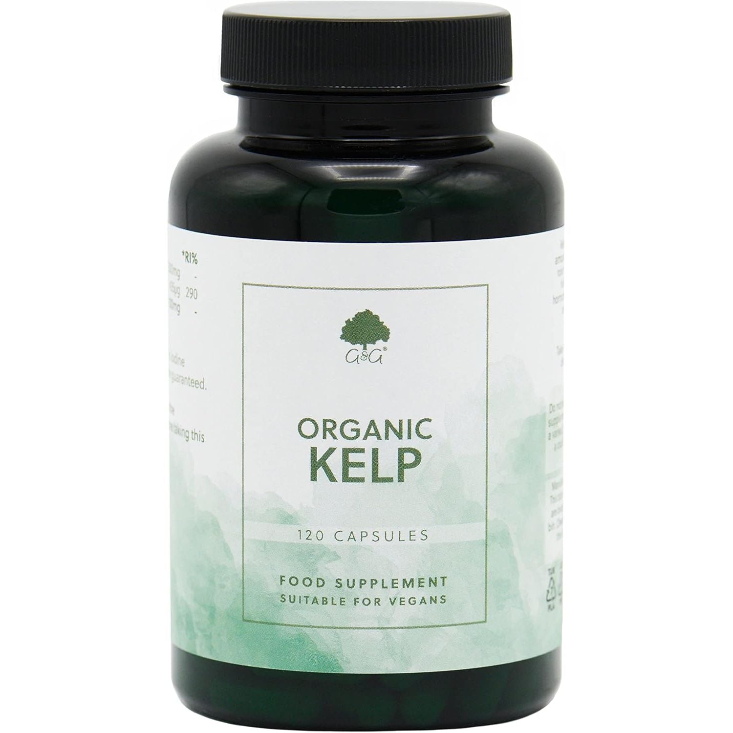 Organic Kelp Supplement 500Mg - Natural Source of Iodine - 120 Vegan Capsules - Non GMO, Made in the UK by G&G Vitamins