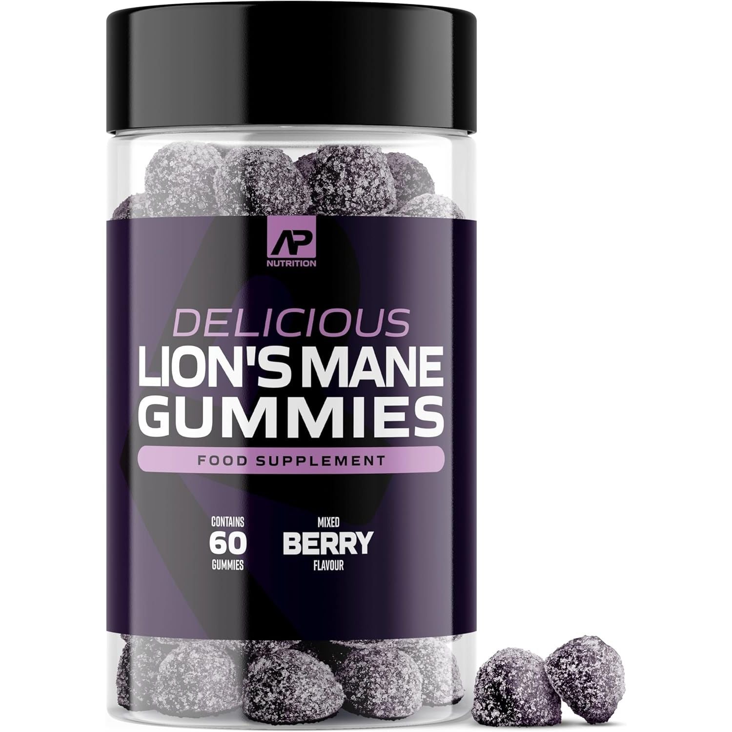 Lions Mane Gummies - 1000Mg Lions Mane Mushroom Gummies - Delicious Mixed Berry Flavour Mushroom Supplement (60 Vegan Gummies)