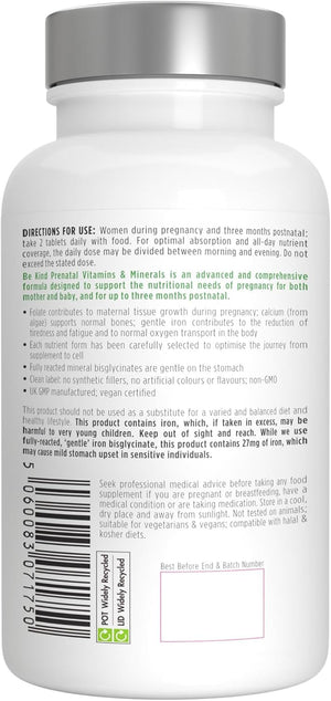 Igennus Advanced Prenatal Methylated Multivitamin, Folate for MTHFR, High Absorption, Clean Label, with Calcium, Choline, Magnesium & Gentle Iron, Complete Vegan Pregnancy Vitamins, 60 Tablets