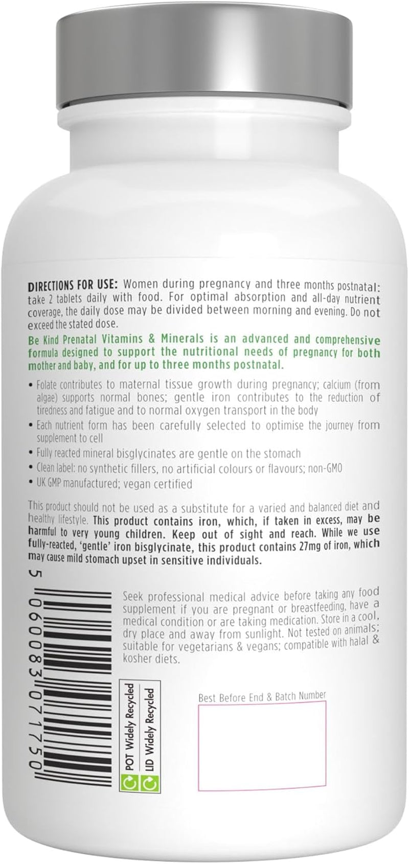 Igennus Advanced Prenatal Methylated Multivitamin, Folate for MTHFR, High Absorption, Clean Label, with Calcium, Choline, Magnesium & Gentle Iron, Complete Vegan Pregnancy Vitamins, 60 Tablets