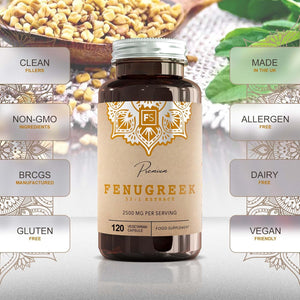 FS Fenugreek | 120 High Strength Fenugreek Capsules - 2500Mg (From 33:1 Extract) per Serving | Fenagreek Supplement | Non-Gmo, Gluten & Allergen Free | Made in the UK