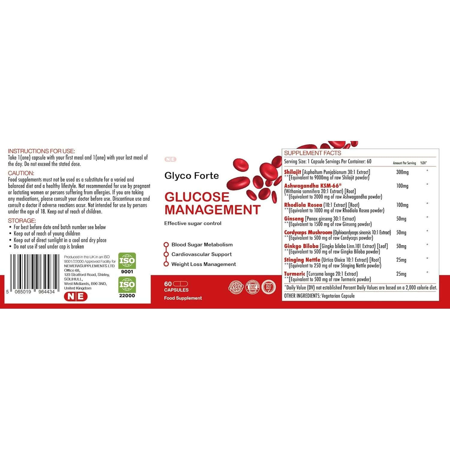 Glyco Forte Glucose Management Supplement, Blood Sugar Metabolism, Metabolic Health, Weight Management, 60 Capsules, 1 Capsule per Serving, 60 Servings