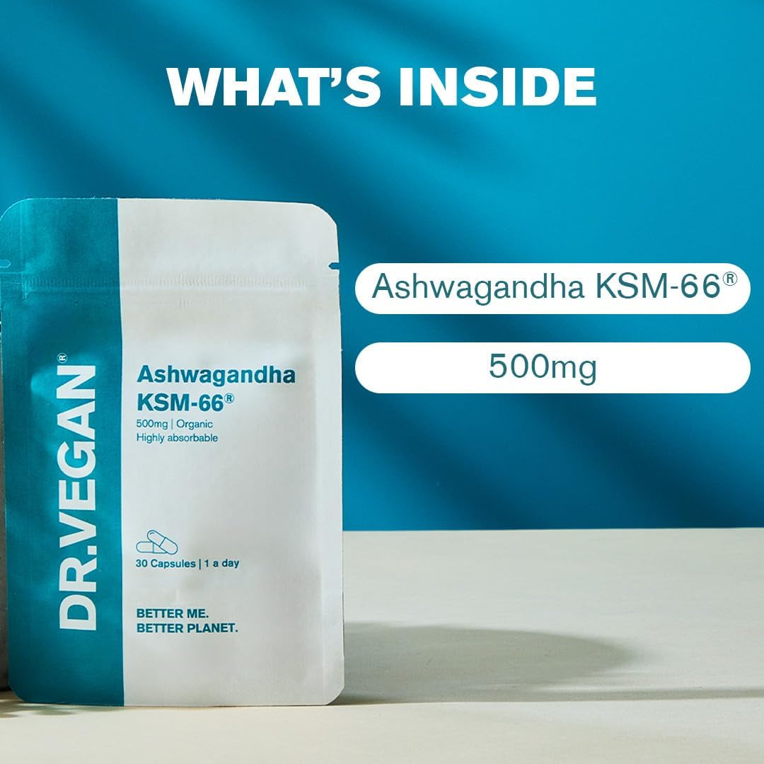 DR.VEGAN Daily Ashwagandha KSM-66 | 500Mg | Ashwagandha Root | 30 Capsules | One-A-Day