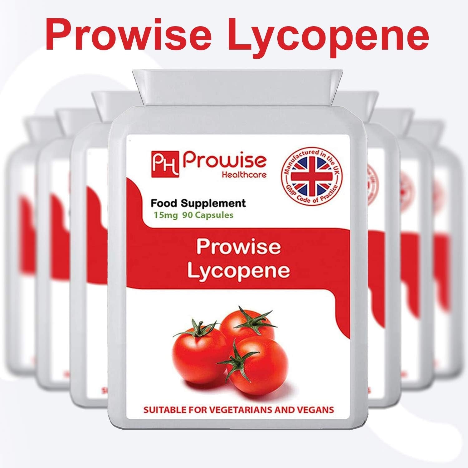 Lycopene 10% Beadlet 15Mg | 90 High Strength Lycopene Capsules | Natural Antioxidant | Vegetarian & Vegan Formula | UK Manufactured under GMP Standards by Prowise Healthcare