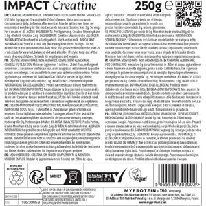 Myprotein Impact Creatine Monohydrate Powder | 250 G | Micronised Creatine for Strength, Power & Muscle Growth | 3 G per Serving | Supports High-Intensity Training & Recovery | Unflavoured