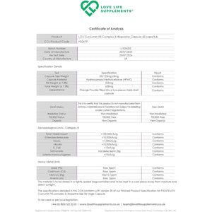 Curcumin 95 + Bioperine® by LLS | High Strength Turmeric Curcumin Capsules Containing 96.9% Curcuminoids and Black Pepper Extract | 500Mg X 60 Veg Capsules | Made in UK under GMP/BRC License
