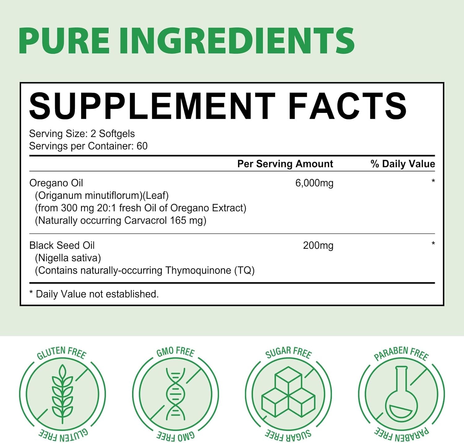 Oregano Oil 120 Softgels - 2-In-1 6000Mg with Black Seed Oil 200Mg & 165Mg Carvacrol | Cold-Pressed, Non-Gmo | Immune, Digestive & Respiratory Support