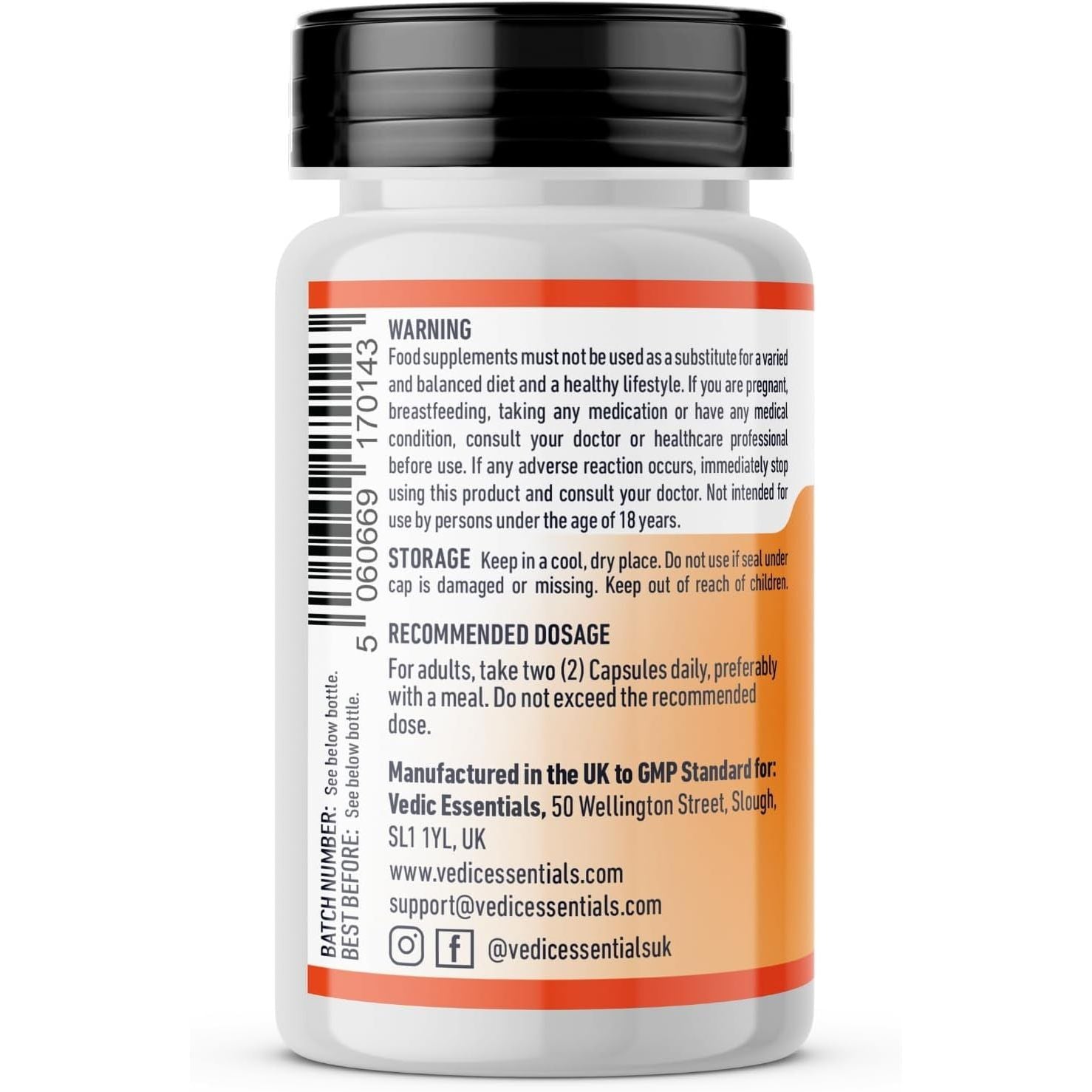 Vedic Ashwagandha-Saffron Calming Complex | 6 Calming Herbs Blend- Ashwagandha Boosted with Saffron, Chamomile, Hops, Inositol & Schisandra Berry | High Strength 2290Mg | Premium, Vegan, 60 Capsules