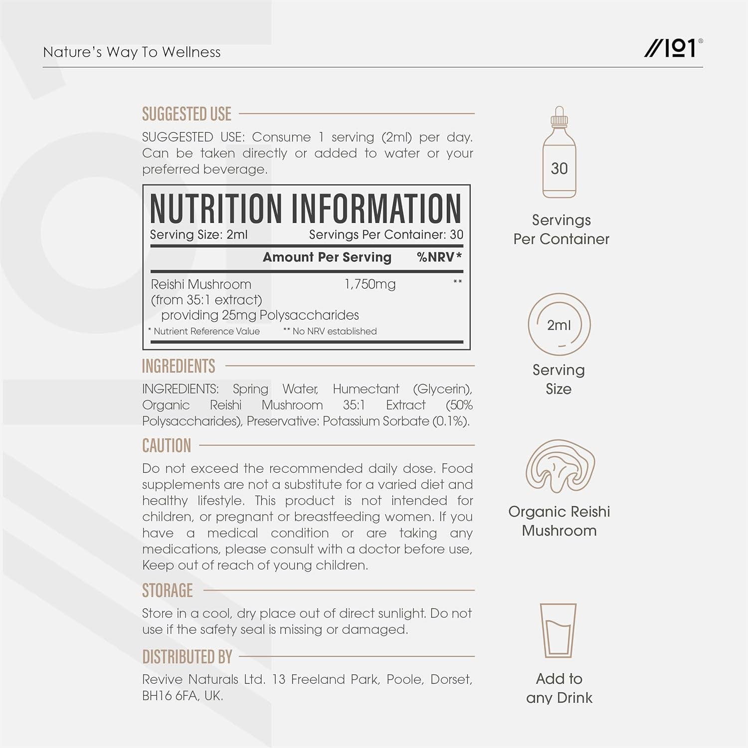 Reishi Mushroom Drops - High Strength 50% Polysaccharides Reishi Extract Supplement (Not Capsules) - 60Ml (1 Month Supply) - Vegan & Vegetarian Friendly - by Alpha01