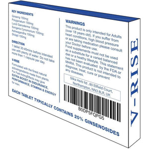 V-RISE Blue-New Stronger for Longer Formula for Men - Ultra Strong Performance Enhancing Pills, Stamina Endurance Booster Blue Supplement Pills for Men - 10 Ginseng Tablets 700MG