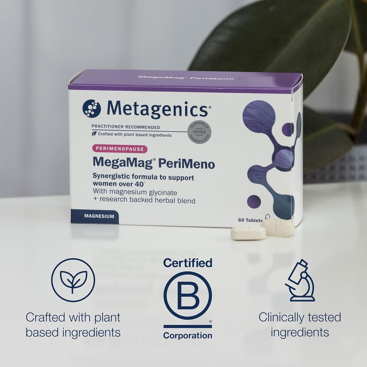 Metagenics Megamag Perimeno - with Vitamin B6 & B12, Magnesium Glycinate, Sage, Ashwagandha and Saffron - 60 Tablets