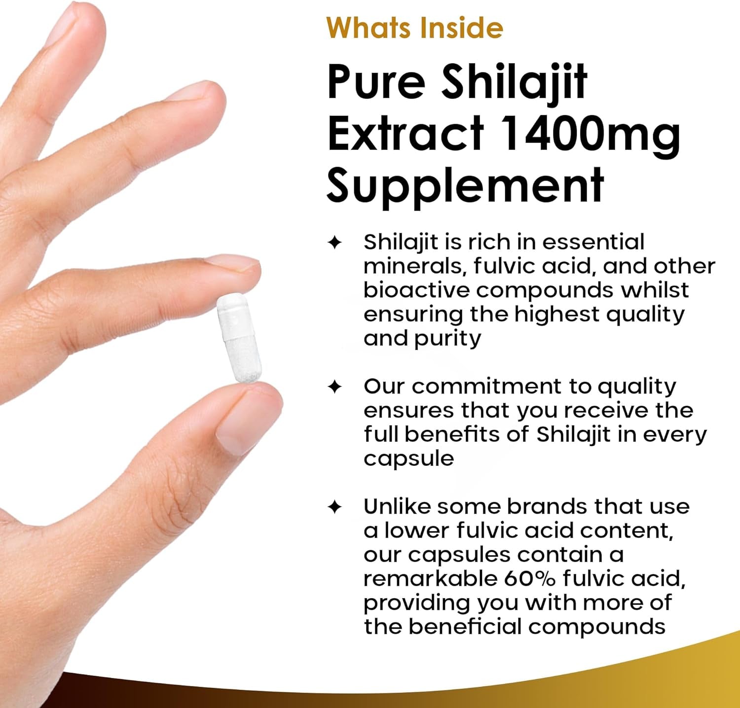 Shilajit Capsules 1400Mg 60% Fulvic Acid - High Strength Himilayan Shilajit, 2 Months Supply Shalajit Resin - Made in the UK Supplement by New Leaf 120 Capsules