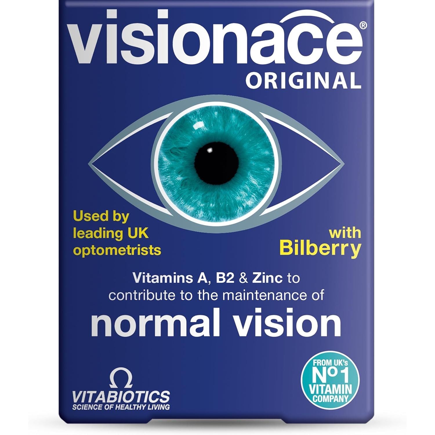 Visionace Original One-A-Day Formula Tablets to Support Vision Acuity and a Healthy Vision, by Vitabiotics