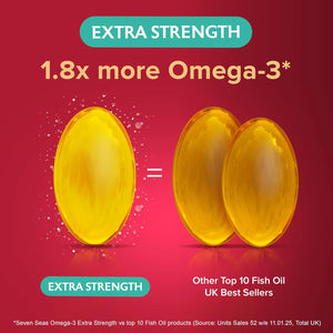 Seven Seas Omega-3 Fish Oil, Extra Strength, Omega 3 plus Vitamin D for Whole Body Healthplus, 30 One-A-Day Capsules, 1 Month Supply