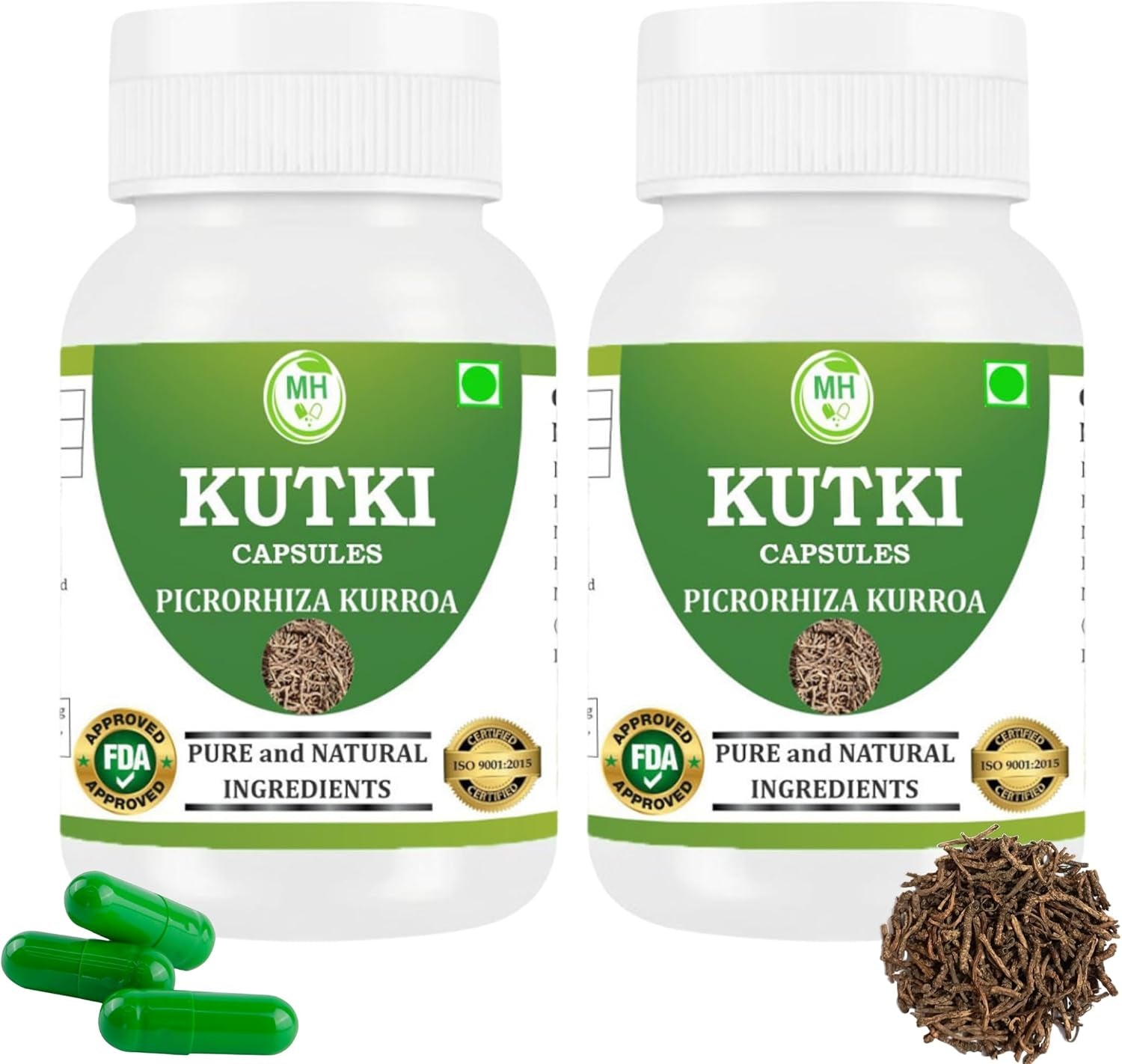 Morsan Healthcare Kutki Capsules 500Mg | Picrorhiza Kurroa | Natural Ayurvedic Herbal Supplement for Liver & Digestion Support | Vegetarian, Gluten Free, GMP Certified | 60 Capsules (Pack of 2)