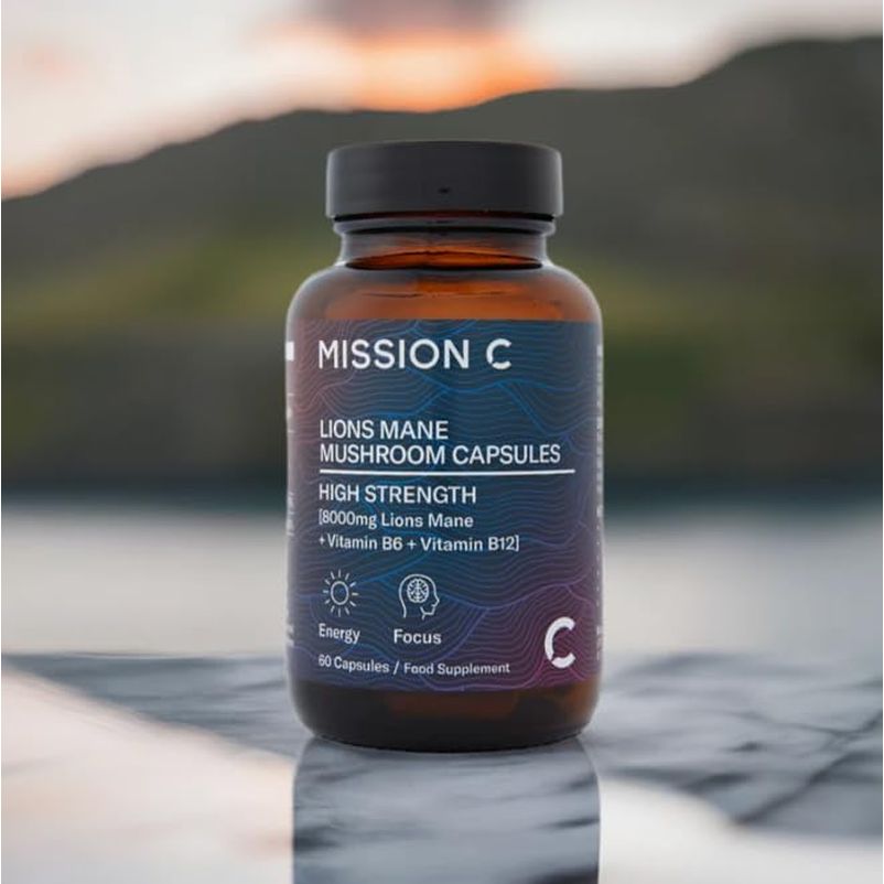Lions Mane Mushroom Capsules 8,000Mg with Added Vitamin B6 and B12 | Nootropic Supplement for Cognition, Mood, Immunity & Inflammation | 60 Two-A-Day Vegan Capsules - Mission C Lion'S Mane