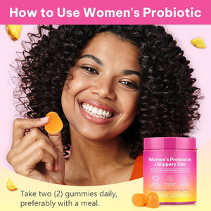 Probiotics for Women Gummies with Slippery Elm, Vegan Intimate Feminine Balance Probiotics Gummies Pineapple Flavor Supports Ph Balance, Gut Health & Immune System 60 Gummies