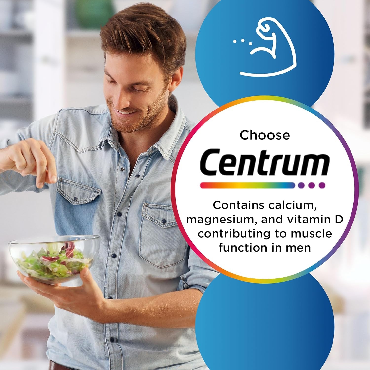 Centrum Men Tablets Multivitamin & Mineral Supplements, with 23 Essential Nutrients, Including Vitamin D, C, and Magnesium, 30 Ct