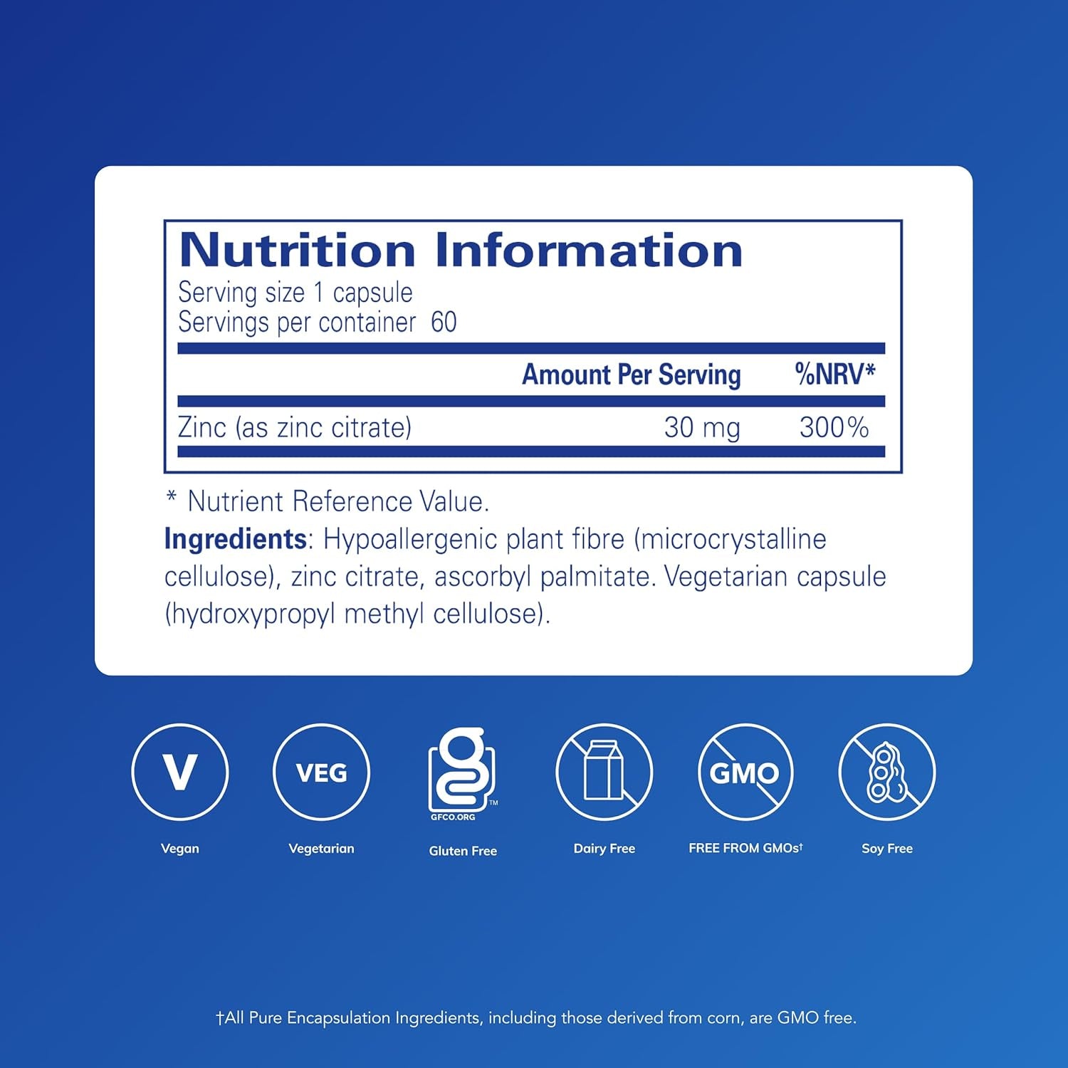 Pure Encapsulations Zinc (Citrate) 30Mg - Highly Bioavailable Zinc Supplement - for Immune and Metabolism Support - for Hair, Skin & Nails - 60 Vegetarian Capsules