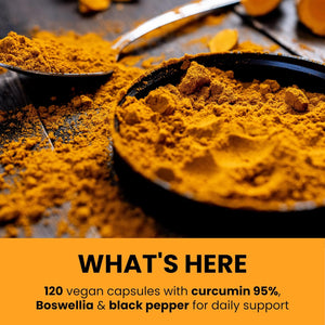 Curcumin Supreme Trio with Curcumin 95% Boswellia Serrata & Bioperine – High-Strength for Joint, Inflammation, and Immune Support – Vegan Capsules – Premium Absorption Formula