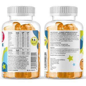 Omega 3 and Multivitamin for Children, 120 Gummies for Kids - Orange Flavour- 9 Essential Vitamins + Minerals, Vitamin C D a & B Vitamins for Children - Pack of 120 Chewable Vitamins - by Club Vits