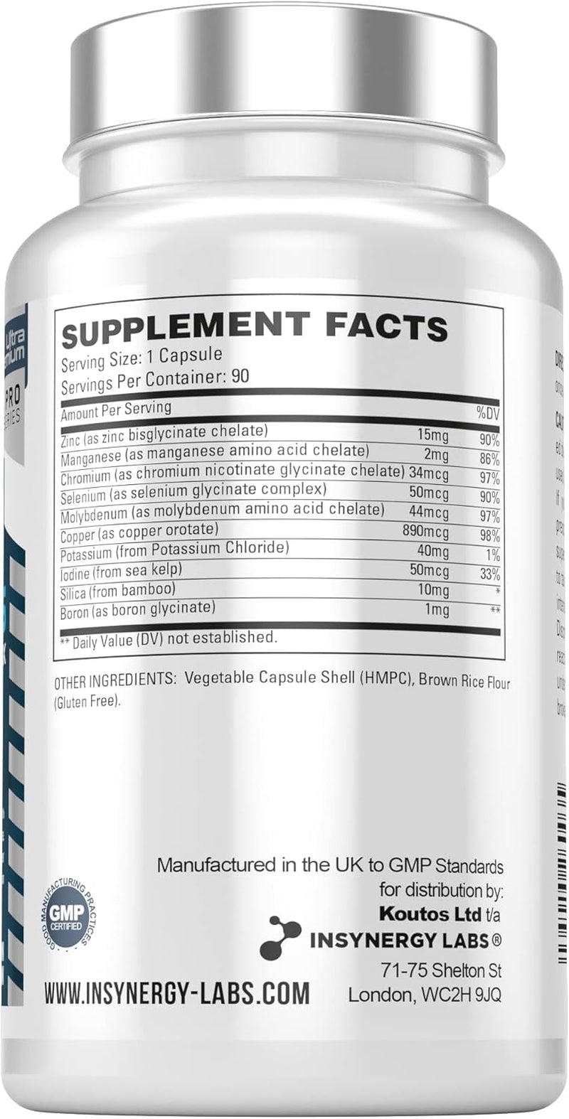 Trace Minerals Complex (Maximum Dose in UK) 3 Month Supply, Trace Minerals Supplements - 90 Capsules Multimineral Tablets Zinc, Iodine, Selenium, Boron, Potassium, Copper