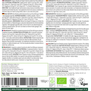 Sevenhills Wholefoods Organic Chlorella & Spirulina Tablets 500Mg, Pack of 360, 180G