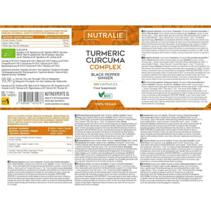 Turmeric & Black Pepper 1420Mg - High Strenght Complex - Organic Turmeric Curcumin Ginger - Supplement Powder in Capsules - 120 Vegan Organic Capsules Nutralie
