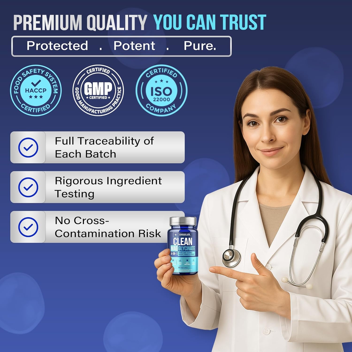 Magnesium Glycinate Complex 120 Vegan Capsules, High Absorption 4-In-1 Magnesium Supplement with Malate, Citrate & Taurate, for Sleep Support, Muscle Recovery, Heart Health & Energy