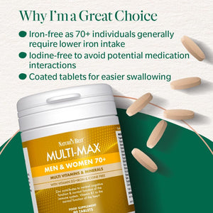 Nature'S Best Multi-Max Multivitamin for Age 70+ - Advanced Support with Vitamin C, D and Calcium for Immune Support & Bone Health for Seniors - UK Made - 90 Tablets (3 Months' Supply)