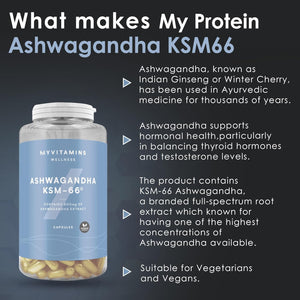 Myprotein Ashwagandha KSM66 Capsules, Full-Spectrum Root Extract, High Potency, Natural Stress Relief, Enhanced Mood, Immune Support, Non-Gmo, Vegan - 90 Capsules