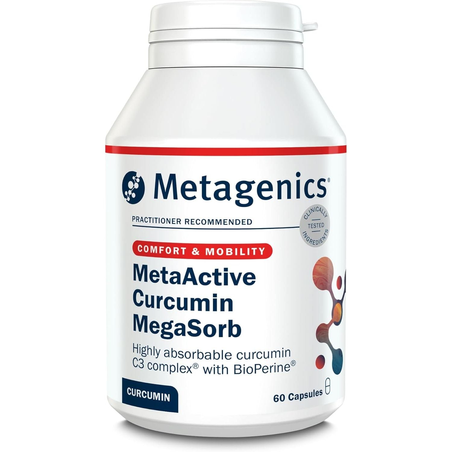 Metagenics Metaactive Curcumin Megasorb - High Potency - with Black Pepper Extract - Helps Support Joints and Mobility - 60 Capsules