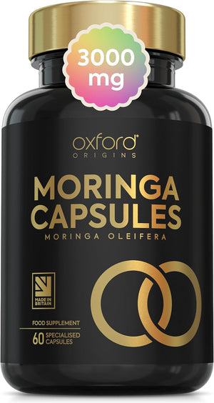 Advanced Moringa 60 Capsules 3000Mg | Two Capsules per Day for Wellness | 1 Month Supply | High Strength & Vibrant Moringa Powder for Vitality | Easy Swallow Natural Boost | Lovingly Made in the UK