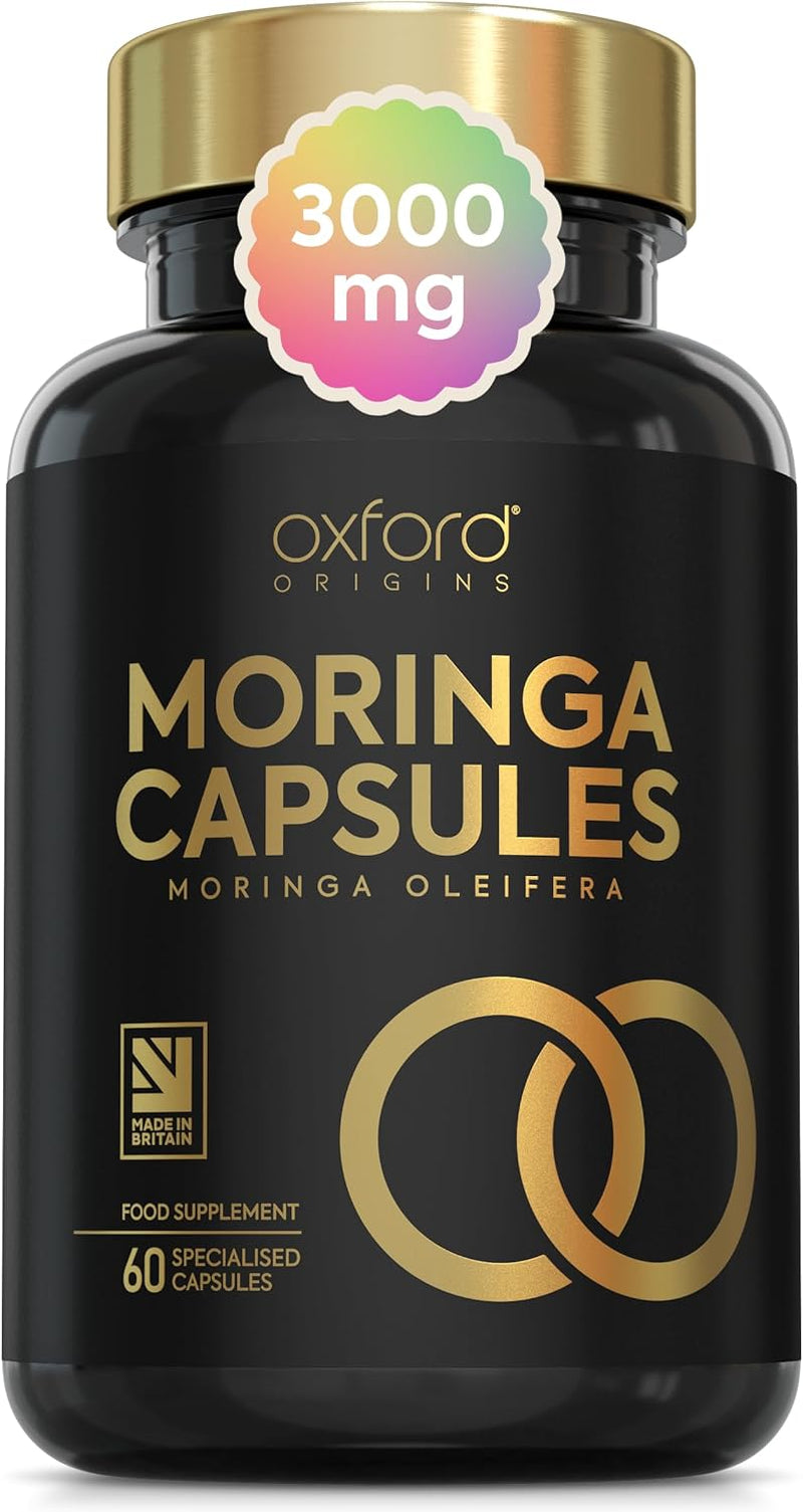 Advanced Moringa 60 Capsules 3000Mg | Two Capsules per Day for Wellness | 1 Month Supply | High Strength & Vibrant Moringa Powder for Vitality | Easy Swallow Natural Boost | Lovingly Made in the UK