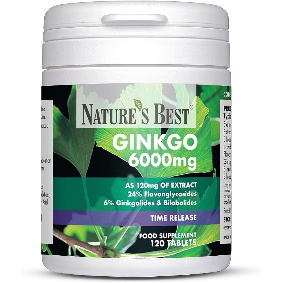 Nature'S Best Ginkgo Biloba 6000Mg - High Strength - Pure Grade Extract and Time Release Formula - UK Made - 120 Vegan Tablets (2 Months' Supply)