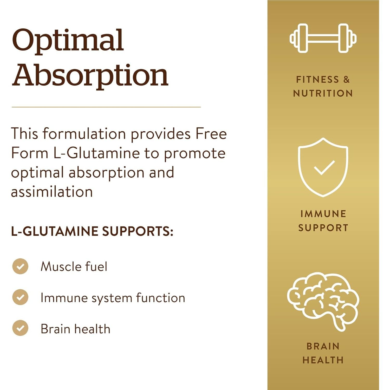 Solgar L-Glutamine 1000 Mg Tablets - Pack of 60 - Supports Muscle Function - for Active Lifestyles - Great Addition to Whey Powder - Vegan