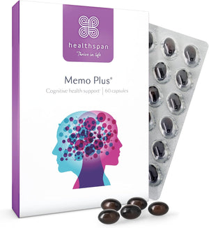 Healthspan Memo plus (2 Months' Supply) | to Support Your Brain Health & Cognitive Function | 350Mg Advanced Phospholipid Complex | 179Mg Omega 3 Fish Oil | 75Μg Iodine | Friend of the Sea | One-A-Day