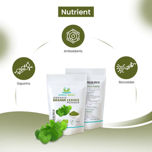 Herbal Magic’S Organic Brahmi (Bacopa Monnieri) Leaf Powder Natural Hair Face Mask - Prized Herb in Ayurveda - Sparkle Your Smoothies, Baking -100G