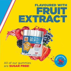 Nutriburst Minions MEGA Multi Vitamins for Kids - Chewable Multivitamins for Growth & Development: Vitamin A, B12 C, D3, E, Iron, Omega-3 - Vegan + Sugar Free - Fruity Flavour - 60 Gummies