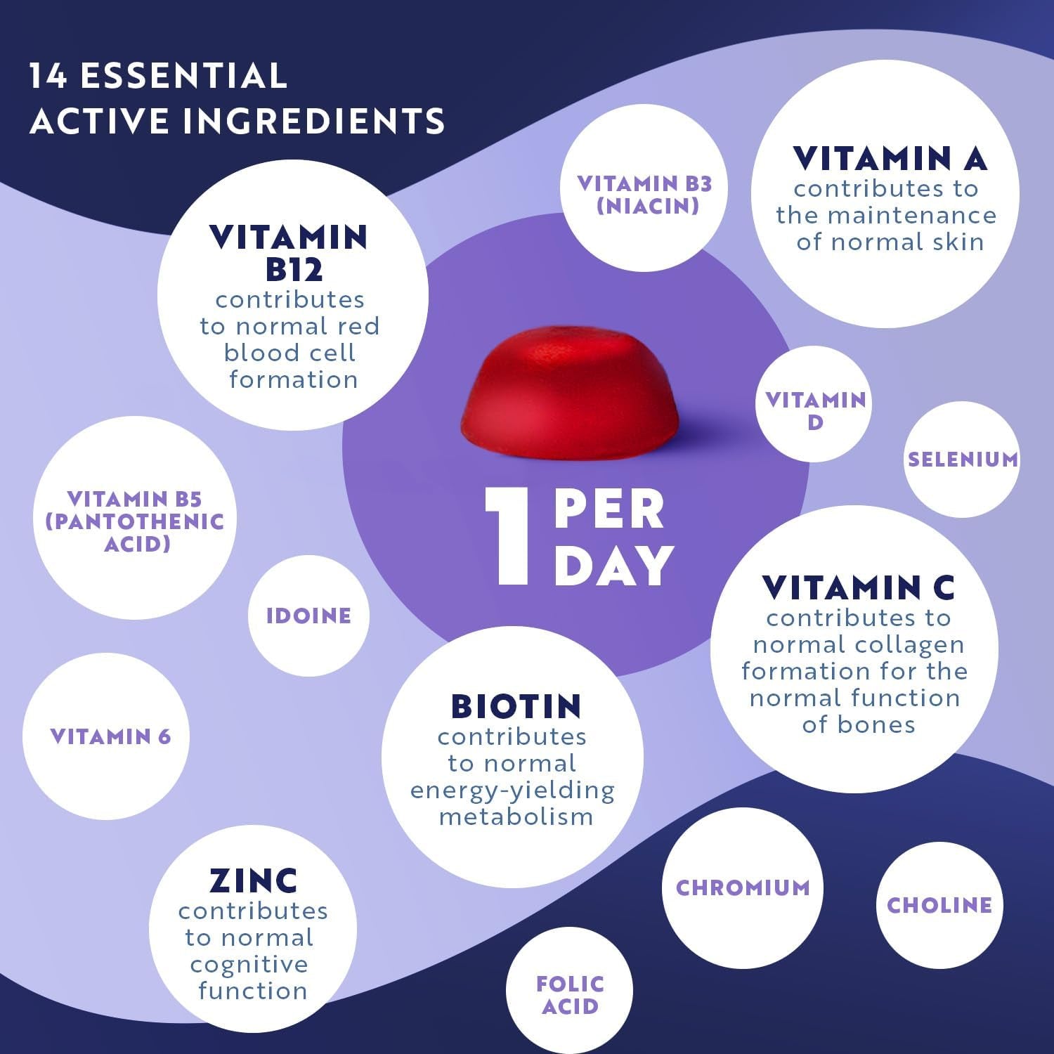 Vegan Multivitamin Gummies for Women & Men – 60 Berry Flavour Chewable Adult Multivitamins (2 Month Supply) Daily Supplement with 14 Vitamins & Minerals Incl. Vitamin C D3 B12 Biotin Zinc – Nutravita