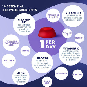 Vegan Multivitamin Gummies for Women & Men – 60 Berry Flavour Chewable Adult Multivitamins (2 Month Supply) Daily Supplement with 14 Vitamins & Minerals Incl. Vitamin C D3 B12 Biotin Zinc – Nutravita