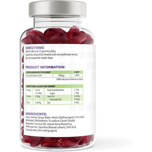 Folic Acid Gummies 400Μg – Prenatal & Pregnancy Support – Berry Flavour Vegan Supplement – 120 Gummies