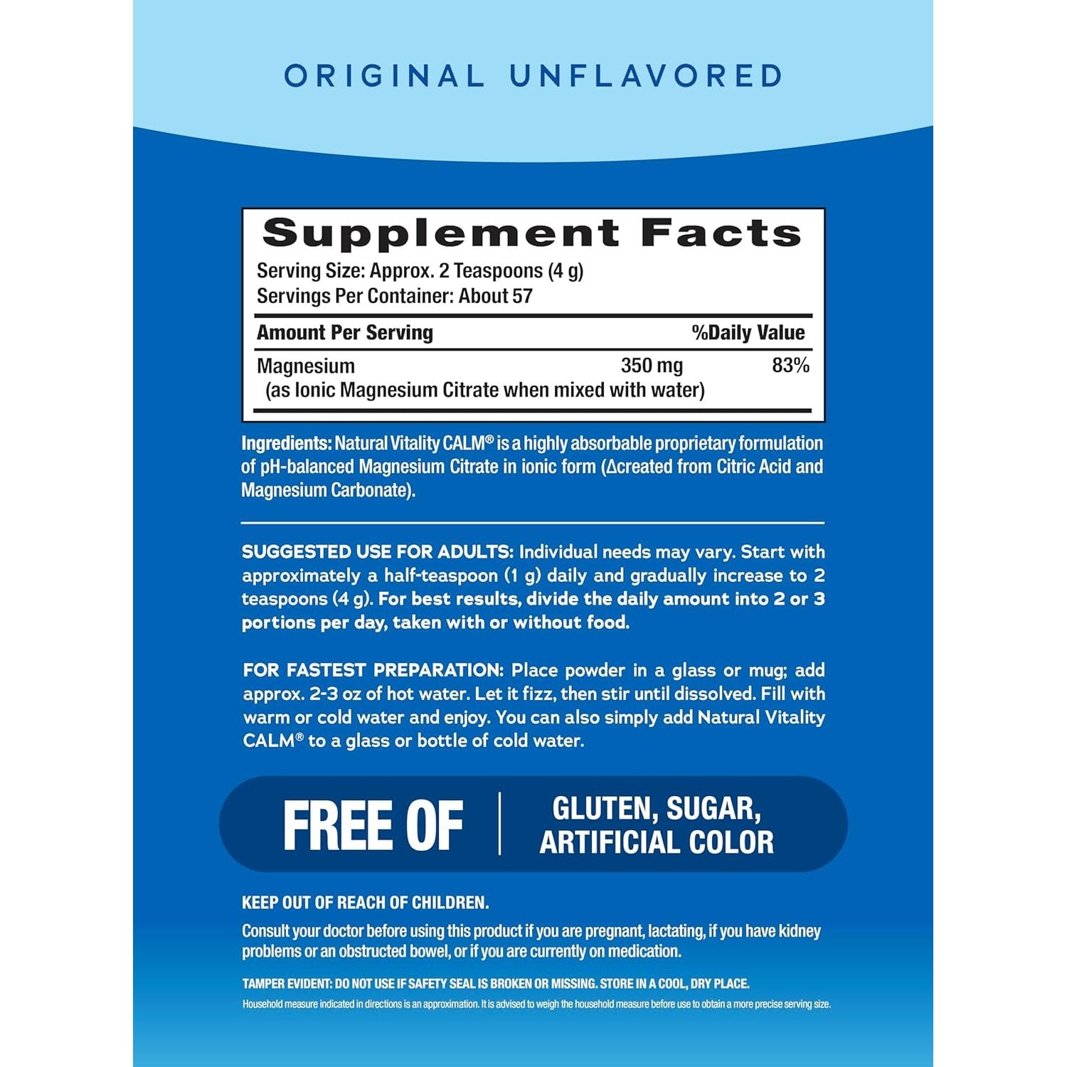Natural Vitality Natural Calm, Unflavored - 226G