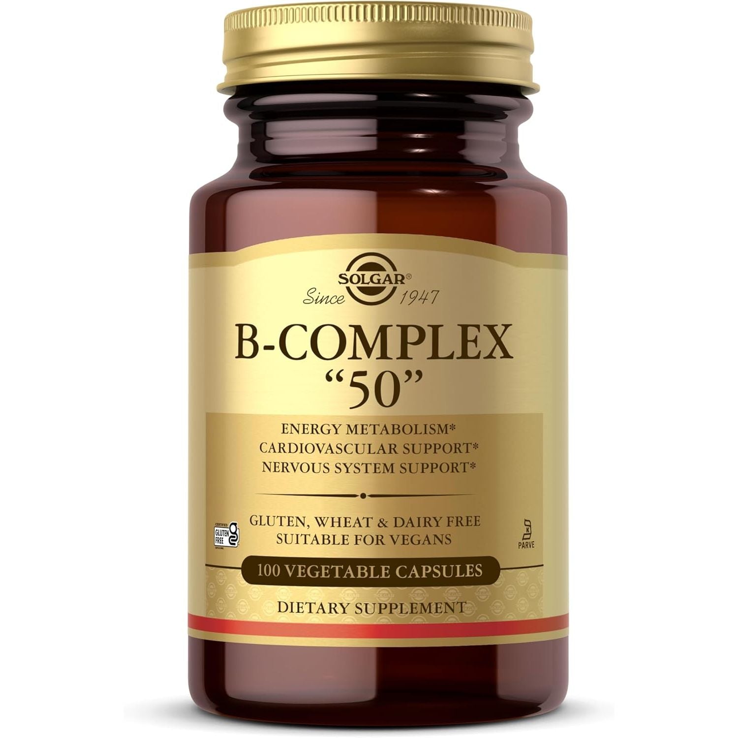 Solgar Vitamin B-Complex 50 High Potency - Supports Mental Performance - Reduces Tiredness & Fatigue - Vegan - 100 Vegetable Capsules