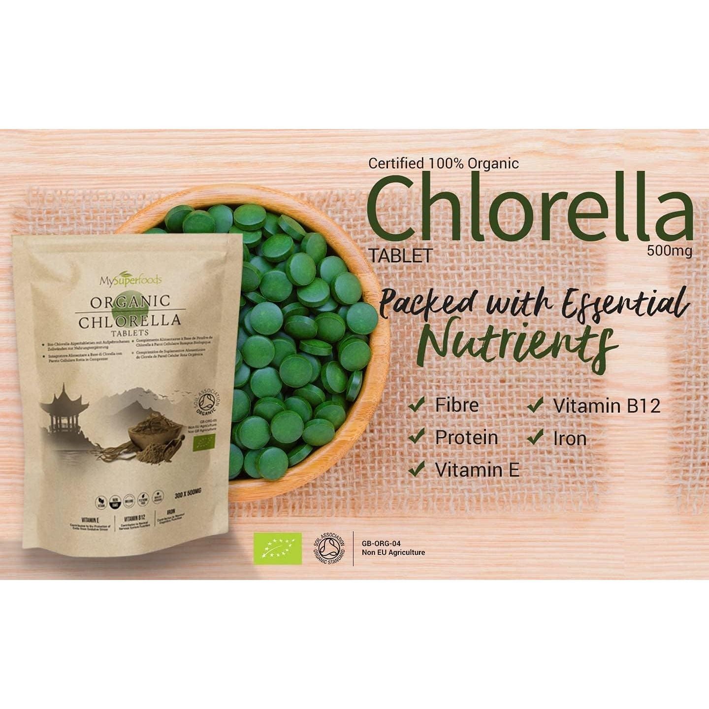 Chlorella Tablets | Organic | 300X500Mg | Natural Source of Protein | Mysuperfoods
