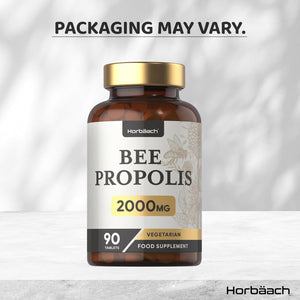 Bee Propolis Tablets 2000Mg | Flavonoids Propolis Supplement | 90 Vegetarian Tablets | High Strength 5:1 Extract | by Horbaach