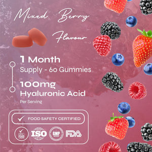 Known Delicious Hyaluronic Acid Gummies - 100Mg of HA - Supports Skin Hydration - Natural Mixed Berry Flavour - 60 Vegan Gummies, 2 Months Supply